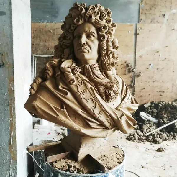 Hand-sculpted clay model for realistic human portrait