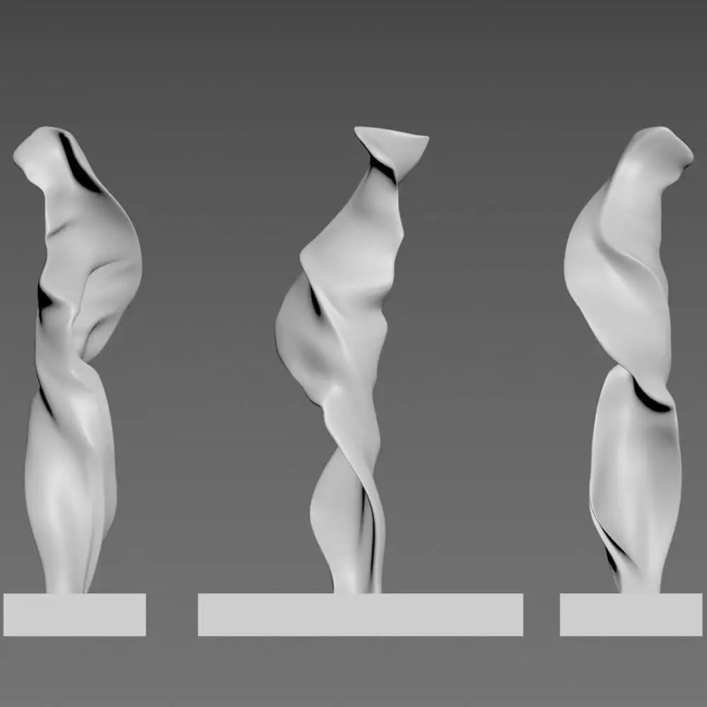 3D digital model rendering for abstract modern stainless steel sculpture