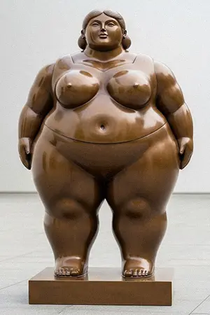 Fat lady bronze sculpture in Botero style