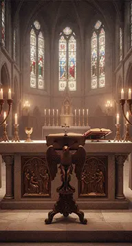 Ornate bronze church lectern and tabernacle stand