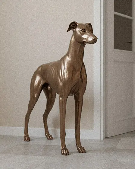 Bronze Greyhound dog statue standing