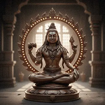 Meditating Lord Shiva statue sitting in lotus position