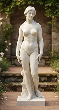 Life-size classic nude woman sculpture in white marble