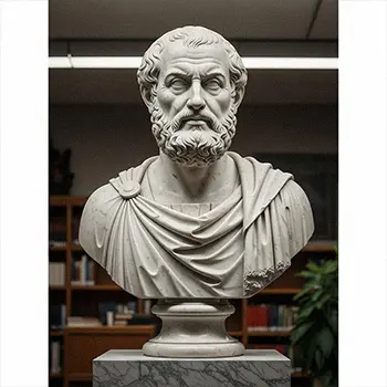 White marble Greek philosopher bust sculpture for library decor