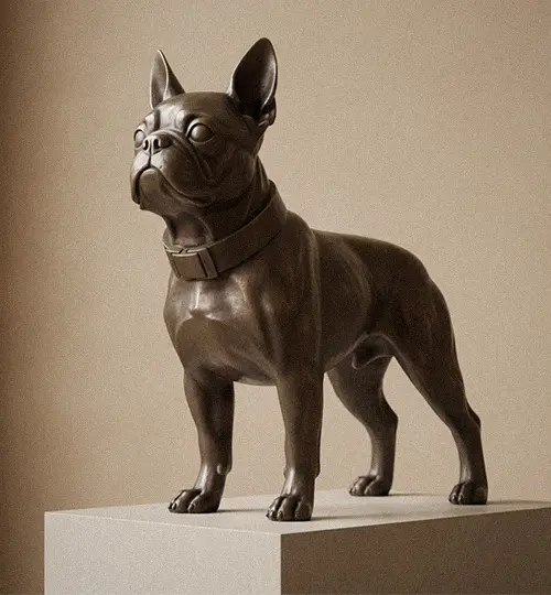 Clay model of French Bulldog statue for custom bronze casting