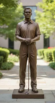 Bronze golf statue for home yard, suitable for private putting greens or garden pathways.