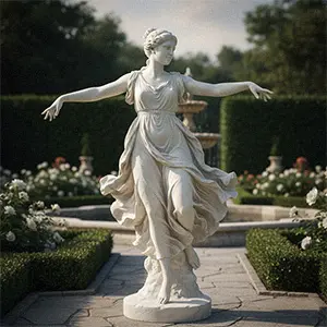 Bronze ballerina dancer statue standing on one leg
