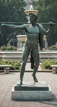 Muscular white marble Greek male warrior statue