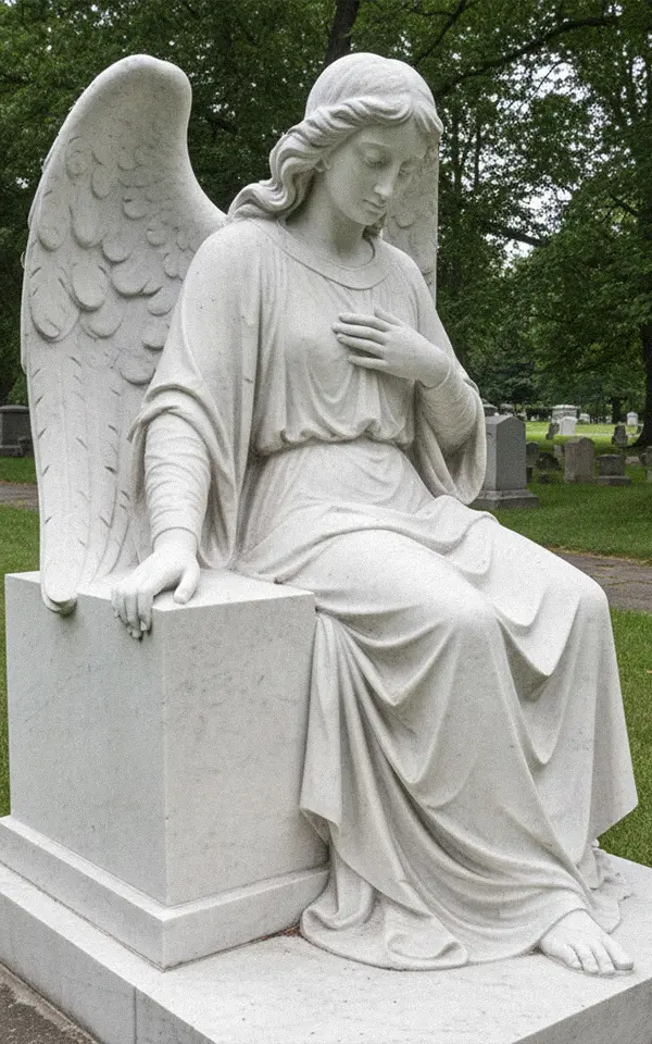 hand carved marble angel memorial statues