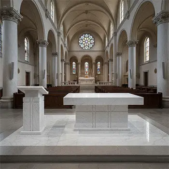 Hand carved marble altar and ambo set for catholic church interior