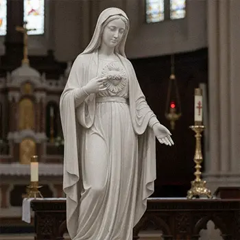 Immaculate Heart of Mary statue pointing to her heart
