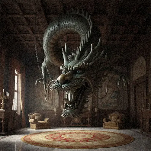 Large bronze Chinese dragon head sculpture wall hanging decor