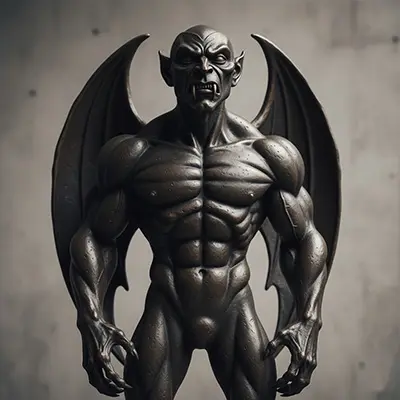 Muscular bronze gargoyle guardian statue for gate entrance