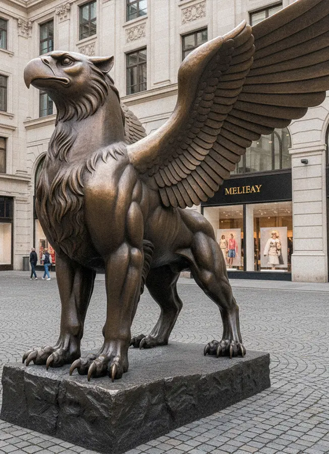 Large bronze griffin statue half eagle half lion for entrance