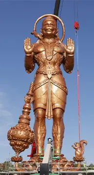 Giant outdoor Hanuman statue standing with mace weapon