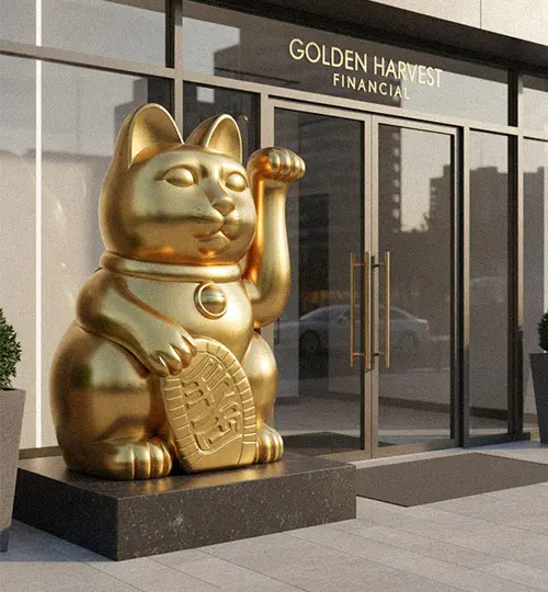 Large gold brass waving cat statue Maneki Neko for business entrance