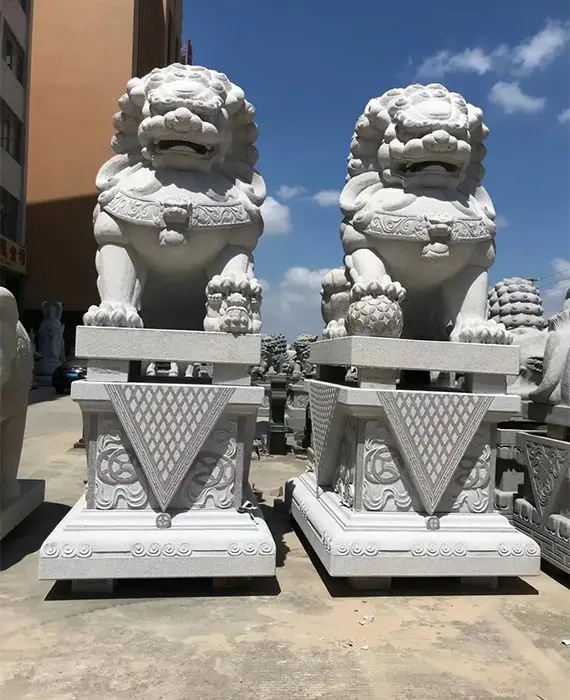 large marble Foo Dog Statue
