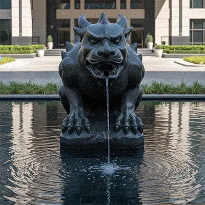 Bronze gargoyle water spout fountain statue