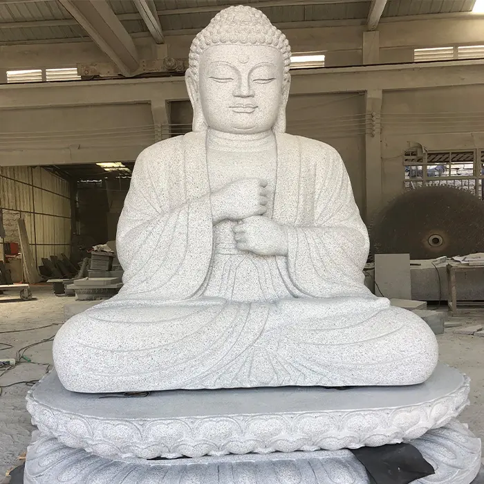 Large stone Buddha Shakyamuni statue, ideal for meditation centers and temples in Chinese or Thai style.