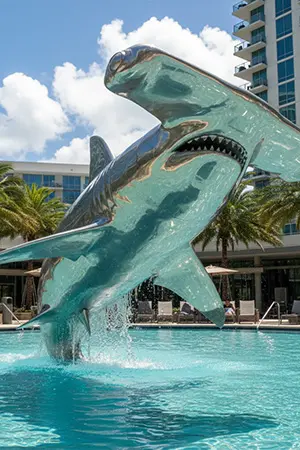 Stainless steel hammerhead shark statue