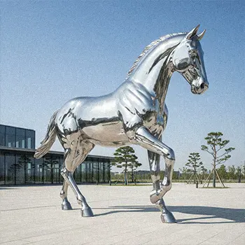 Mirror polished stainless steel horse sculpture modern art