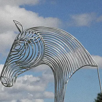 Wire frame style stainless steel horse head sculpture see through design