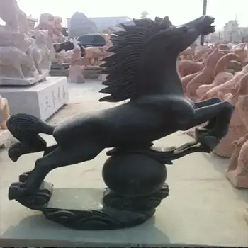 Black granite horse statue modern art style
