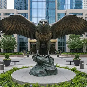 Peregrine falcon sculpture bronze wildlife art with spread wings