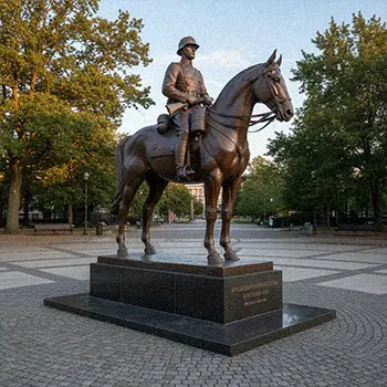 Life-size bronze soldier on horse statue war memorial