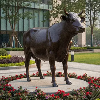 Large bronze bull statue investment piece for landscape