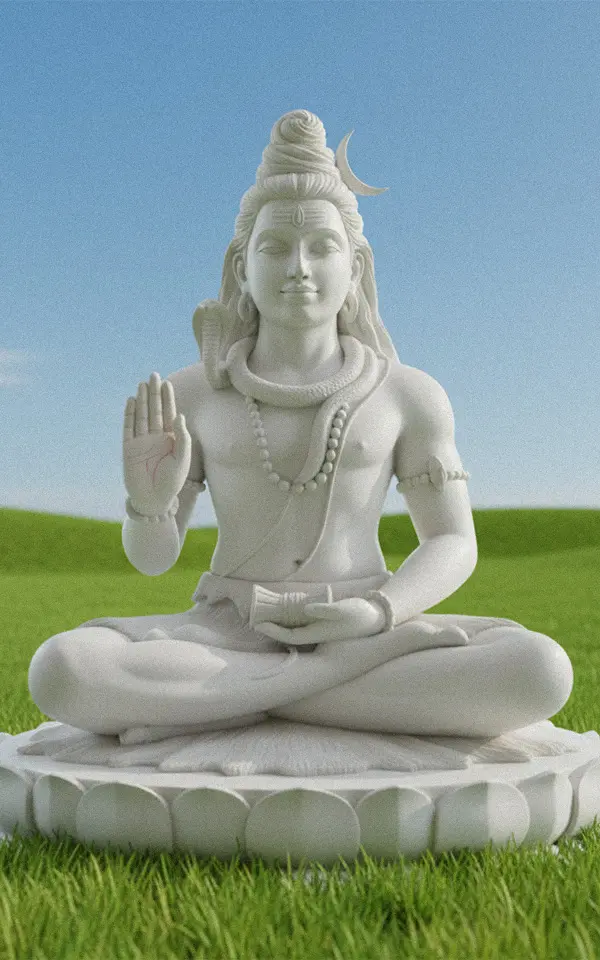 White marble Lord Shiva meditating statue