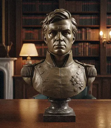Bronze Napoleon Bonaparte bust statue in military uniform