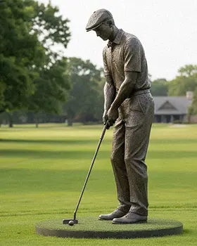 Bronze golf statue for stadiums and arenas, perfect for large sports monuments.