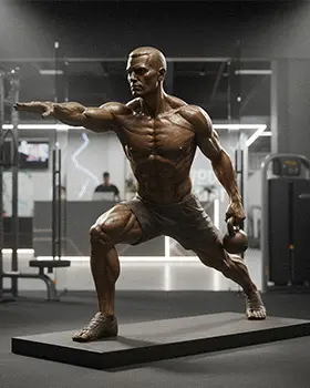 Bronze bodybuilding statue for gyms and fitness centers, motivational sports figures.
