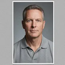 Original photo of a man, serving as reference for the custom bust sculpture process.