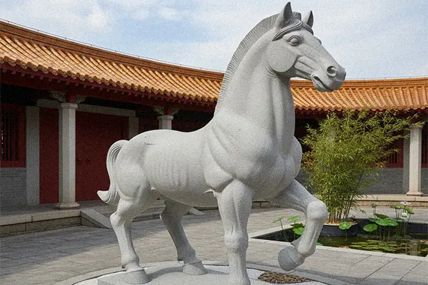 Walking white marble Chinese horse statue for feng shui