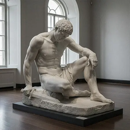 The Dying Gaul marble statue replica capturing muscle tension and emotion