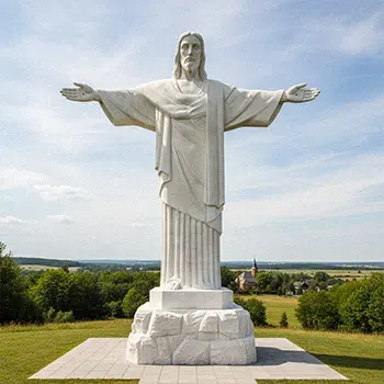Giant white marble Jesus statue outdoor landmark