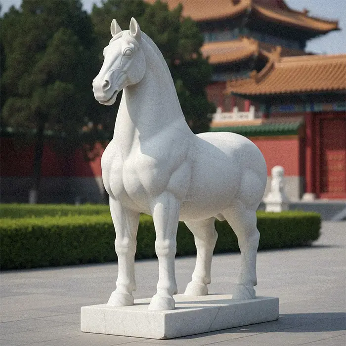Tang Dynasty white marble horse statue Chinese style replica