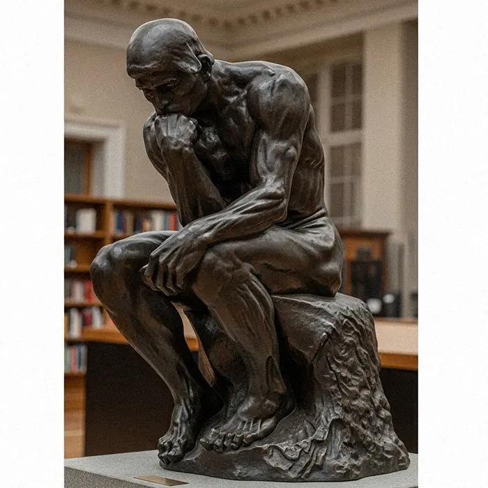 Bronze replica of The Thinker statue by Rodin for garden