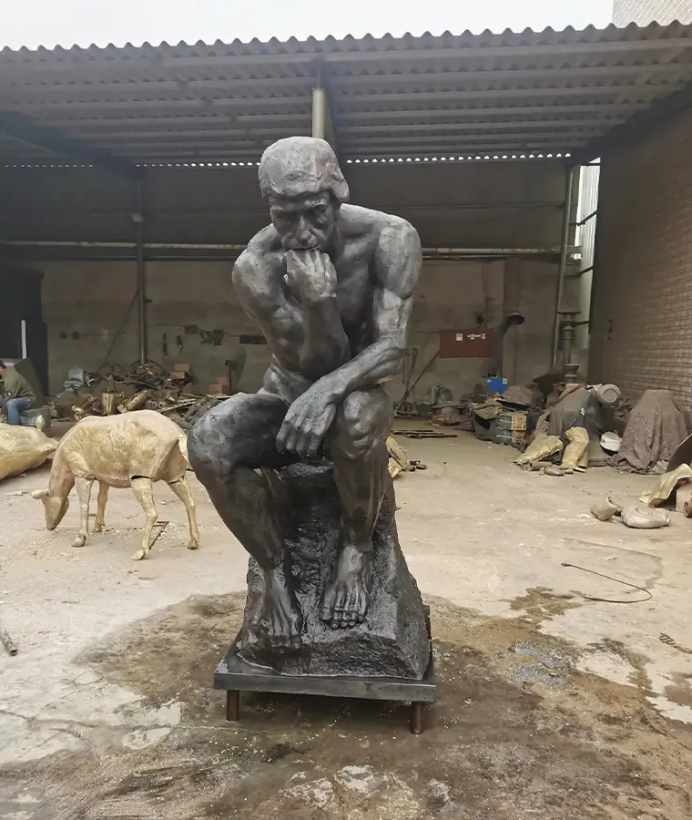 Collection of museum quality famous bronze sculptures including Rodin Thinker