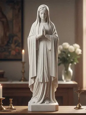 Marble Virgin Mary garden statue Our Lady of Grace