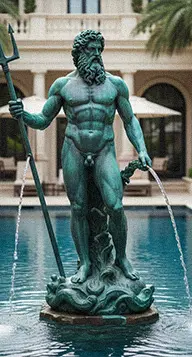 Bronze Poseidon fountain statue suitable for lakes and pools