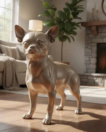 Small bronze Chihuahua dog statue