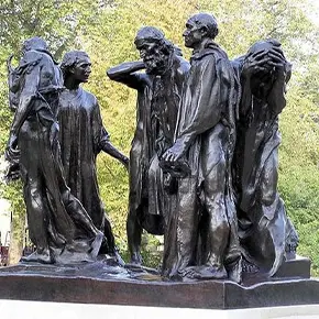 Detailed group sculpture of The Burghers of Calais