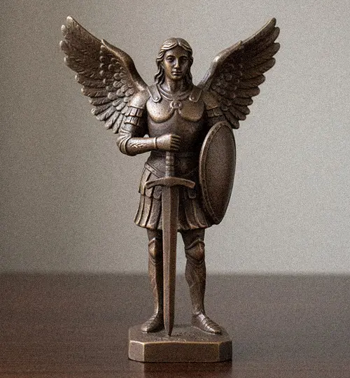 Small bronze St Michael statue 24 inch for home altar protection