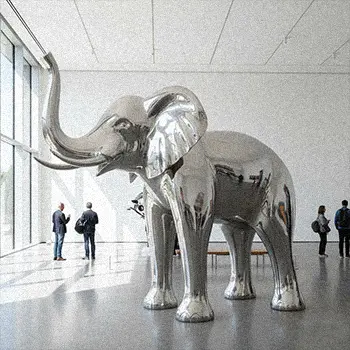 Mirror-polished stainless steel abstract elephant sculpture for hotel lobby