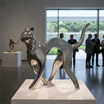 life-size modern cat sculpture