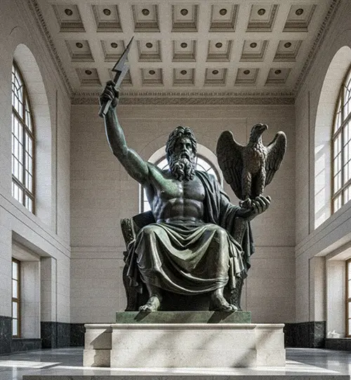 Large seated bronze Statue of Zeus on throne for grand entrance hall