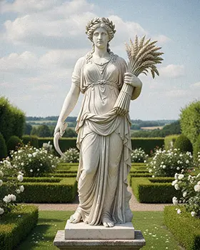 Marble Summer season statue holding wheat sheaf